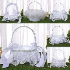 Tututrain 6 estilos romântico laço branco linho festa de casamento cesta de flores rosa