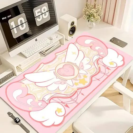 Rosa Kawaii Mouse Pad Tamanho Grande Base De Borracha Antiderrapante Acessórios De Mesa Mousepad Para Escritório & Gamer