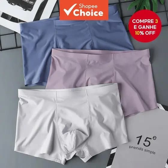 3 Peças de Roupa Íntima Masculina Feita de Seda Fresca - Fina, Respirável e Antibacteriana para o Verão, Negócios, Casa
