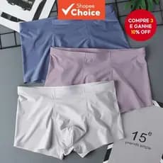 3 Peças de Roupa Íntima Masculina Feita de Seda Fresca - Fina, Respirável e Antibacteriana para o Verão, Negócios, Casa