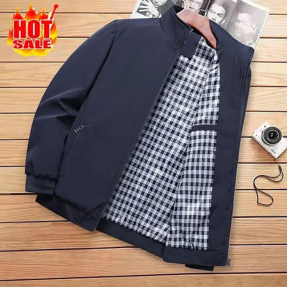 Jaqueta Executiva Masculina com Zíper e Gola Bomber, Tamanhos Grandes M-6XL CX72