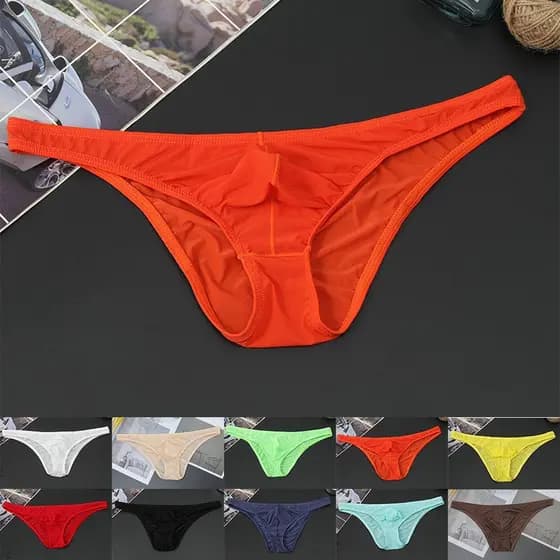 Roupa Íntima Masculina de Seda Gelada, Cintura Baixa, Bolsa Transparente, Respirável KCXQ