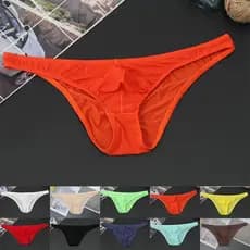 Roupa Íntima Masculina de Seda Gelada, Cintura Baixa, Bolsa Transparente, Respirável KCXQ