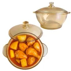 Caçarola De Vidro Tigela De Sopa Com Tampa  Panela Saladeira 800ml Servir Arroz Feijão Carne Frango