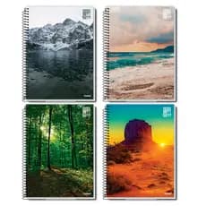 Caderno 10 Matérias 160 Folhas Happy Paisagem Credeal Barato Atacado Promoção Faculdade Escolar