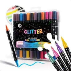 Marcador metálico 12/24/36/48 caneta de glitter de cabeça dupla marcador de cabeça dupla brilhante