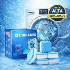 KIT 4/12 Pastilhas para Limpeza de Máquinas de Lavar Roupas Efervescentes Multifuncional