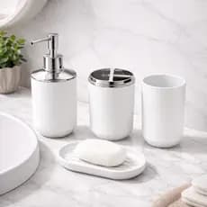 Kit para banheiro ou lavabo com 4 peças Banheiro elegante sofisticado organização