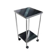 Mesa Auxiliar Inox 2 Prateleiras 40x40x65 Com Rodas