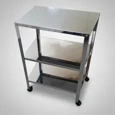 Mesa Auxiliar Em Aço Inox 50x40x65 Cm com Rodinhas
