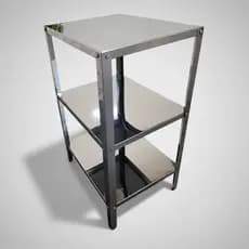 Mesa Auxiliar Inox 40x40x80 Cm Sem Rodinhas 3 Prateleira