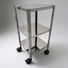 Mesa Auxiliar Em Aço Inox 40x40x86cm Desmontável Com Rodas