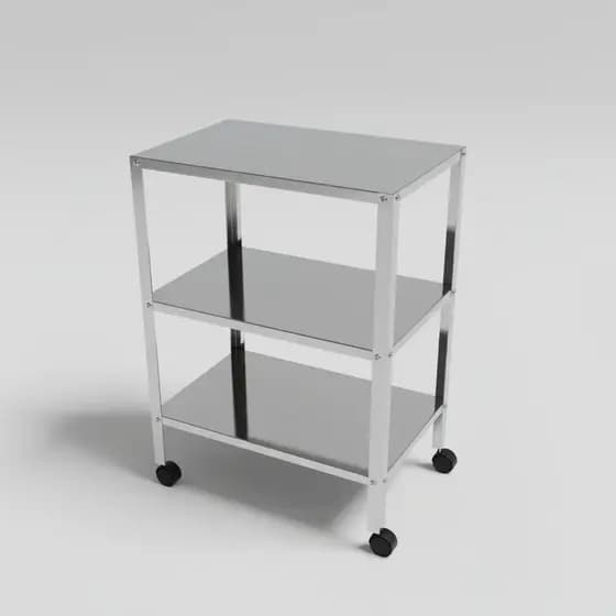 Mesa Auxiliar Em Aço Inox 60x40x65 Cm com Rodinhas