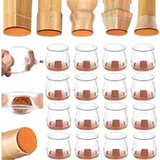 Kit 8-24 peças de capas protetoras transparentes de silicone para pés de mesas e cadeiras