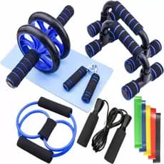Kits de exercícios para fazer em casa com 7 e 12 peças.