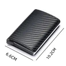 Carteira Masculina Tripla Fibra de Carbono com Cartão Automático e Proteção Antifurto