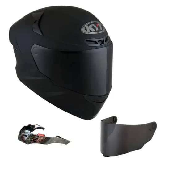Capacete Kyt Tt Course Preto Fosco + viseira + Aerofolio prata revo