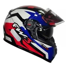 Capacete Fw3 Gtx Super Branco Vermelho E Azul Com Óculos