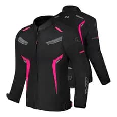 Jaqueta One Feminina X11 Impermeável Motociclista Preto com rosa