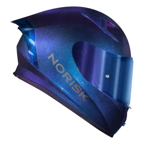 Capacete Norisk Flow Azul Camaleão + Viseira + Aerofolio