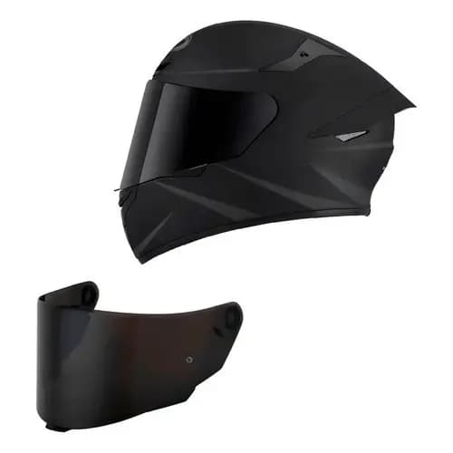 Capacete Kyt Tt Course Plain Matt Black Preto Fosco + viseira fume