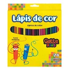 Lápis De Cor Escolar Hexagonal C/24 Cores Kids Gatte