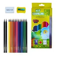 Kit 12 Lapis De Cor 2 Lápis Grafite 1 Apontador 1 Borracha