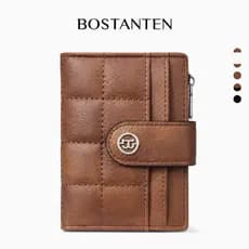 BOSTANTEN Porta-Cartões com Zíper e Espaço para Moedas Carteira Pequena e Curta com Múltiplos Bolsos  Organizador Compac
