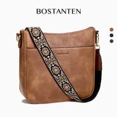 BOSTANTEN Bolsa De Ombro com Alça Longa Ajustável Espaçosa, Estilo Casual Atemporal para Trabalho, Viagem ou Dia a Dia