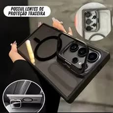 Capinha Magnética Magsafe + Lentes de proteção suporte p/ Samsung S25Ultra 25FE S24 S23Ultra S23Plus
