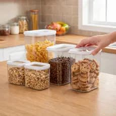 Kit 5 Potes Herméticos Transparentes Organizador Alimentos
