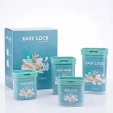 Kit 4 Potes Herméticos Organizador Alimentos 0,4LT 0,6LT 0,8LT 1LT Azul