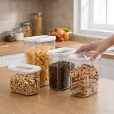 Kit 4 Potes Herméticos Transparentes Organizador Alimentos