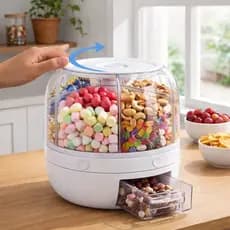 Dispenser Alimentos Grãos 6 Compartimentos Giratório Pote