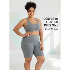 Bermuda Legging Ciclista Lisa Cós Alto Academia Fitness Plus Size Academia/Corrida