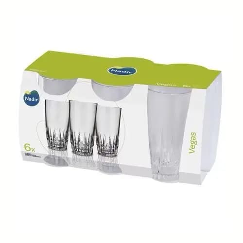 Jogo com 6 copos Vegas em vidro 330 ml  Nadir Figueiredo resistente mesa posta.