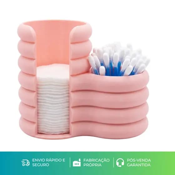 Porta Algodão e Cotonete Organizador de Banheiro e Penteadeira Decoração Moderna Proteção
