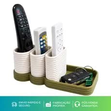 Porta Controle Remoto Organizador Multiuso Porta Chaves Decorativo para Sala Rack Mesa 3 Divisórias