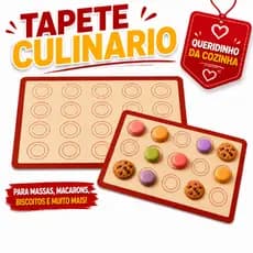KIT Tapete Silicone Fibra de Vidro 42x30cm Para Forno Massas Macarons Biscoitos Confeitaria Antiaderente