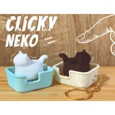 Click Neko, chaveiro de gato, gatinho na caixa de areia, interativo, brinquedinho sensorial, antiestresse