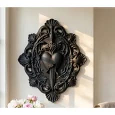 quadro gótico, decoração dark, coração com espada, arte barroca, alternativa, arte romântica, arte melancólica