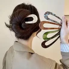 [Estoque pronto] Novo grampo de cabelo chinês em forma de U feminino 2024 novo estilo bola cabeça grampo de cabelo cabeç