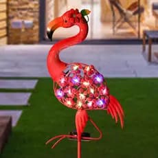 [Estoque pronto] Novo estilo ao ar livre Solar Flamingo ferro piso Plug-In luz jardim gramado luz decoração do jardim ar
