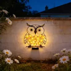 [Estoque pronto] Coruja de ferro Solar LED paisagem ao ar livre luz de jardim pingente decoração de coruja de Metal WJG