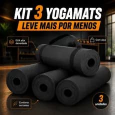 Kit 3 Tapete Yoga Mat 1,70mx55cmx5mm Exercício em Casa Colchonete Tatame