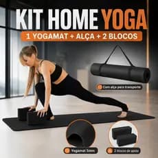 Kit Yoga Mat 1,70x55x5mm + 2 Blocos EVA Tijolo Pilates Fit Academia