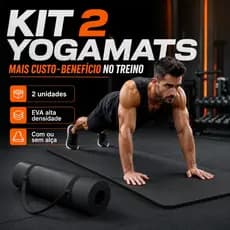 Kit 2 Tapete Yoga Mat Abdominal Prancha Corda 1,70mx55cmx5mm Exercício em Casa Colchonete
