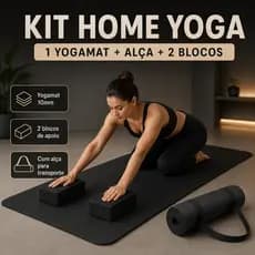Kit Yoga Mat 1,70x55x10mm + 2 Blocos EVA Tijolo Pilates Em Casa