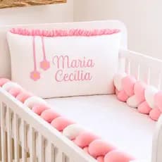 Kit Berço Personalizado Rosa 3 Peças Berço Americano Nacional Micropercal Menina