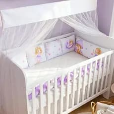 Kit Berço 10 Peças Fada Encantada Menina Completo c/ Mosquiteiro Trança Protetora Berço Americano